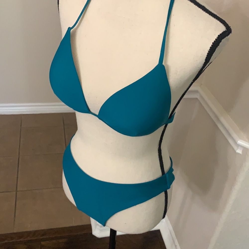 SHEIN teal triangle bikini 2 piece set swimsuit - Picture 12 of 17